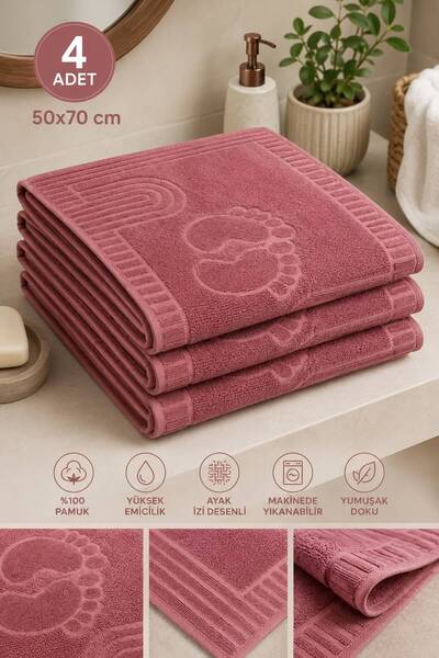 SHAL HOME 100% Cotton 4-Piece 50X70Cm Foot Towel Set
