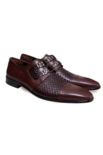 FRANCO CALVANI Brown Lace-Up Genuine Leather Men's Shoes