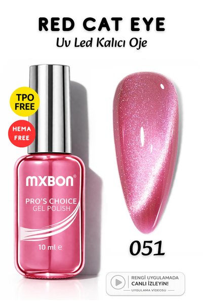 Mxbon Uv Led Kalıcı Oje 10 ml Hema & TPO Free Red Cat Eye - 051