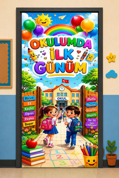 PROMISEBACKDROP2 190x75cm Ελαστική διακόσμηση πόρτας σχολικών τάξεων, Η πρώτη...
