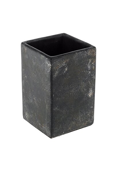Zâna Casei Suport pentru periuțe de dinți din ciment negru, pătrat, 7x7x11cm