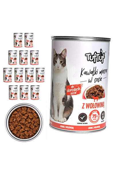 Tuf Tuf TufTuf hrană umedă completă pentru pisici cu vită, conservă 12x415g, ...