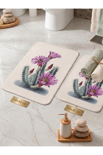 nnevora Set de 2 covorașe de baie 60x90 și 60x40 cm, covor moale de baie cu b...