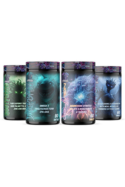 Grimsupps 4'lü Vitamin Seti - Magnezyum, Omega 3, Glukozamin, Tribulus