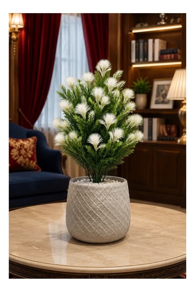 Generic Brand Artificial White Flower Plant in Decorative Pot – Realistic Fau...