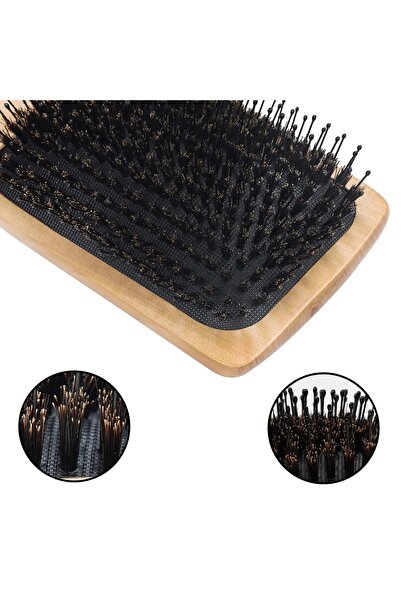 BIZARRE.LY Perie de păr, pentru descurcarea părului, peri de mistreț, mâner ergonomic, lemn, 24,5 x 8 cm, instrument de curățare, Negru/Maro