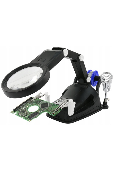 NO BRAND Suport Mână a Treia Lupă 75mm 3x/4,5x 10x LED