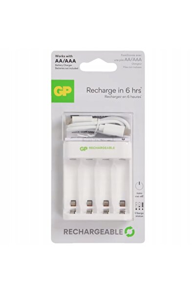 GP Batteries Încărcător E421 NiMH GP pentru 4 baterii AA AAA, 6 ore, Alb