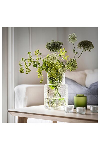 NO BRAND IKEA KONSTFULL Vază, sticlă incoloră/cu model, 26 cm
