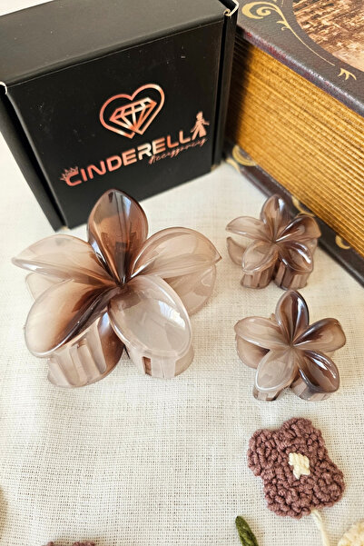 Cinderella Set of 3 Coffee Smoke Color Lotus Flower Hairpin Buckle Set - Hawa...