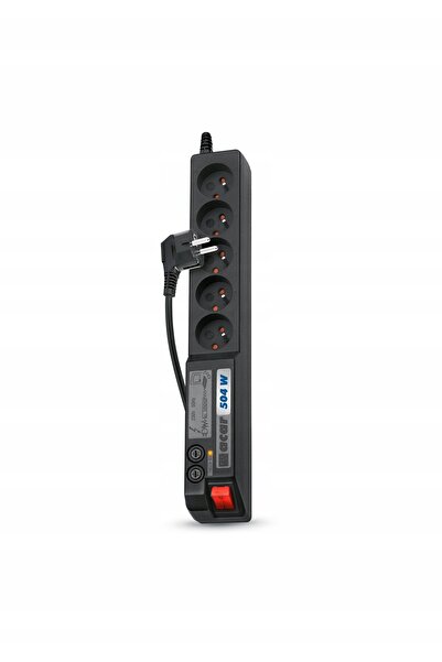 ACAR 504WF prelungitor cu protecție la supratensiune, 5 prize, 1,5 m, negru
