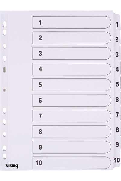 Viking Inserții din carton pentru dosare, numerotate, A4, 1-10, albe x 10