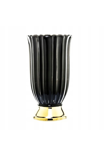 NO BRAND Vază ceramică negru-auriu 27,5x15,5x15,5