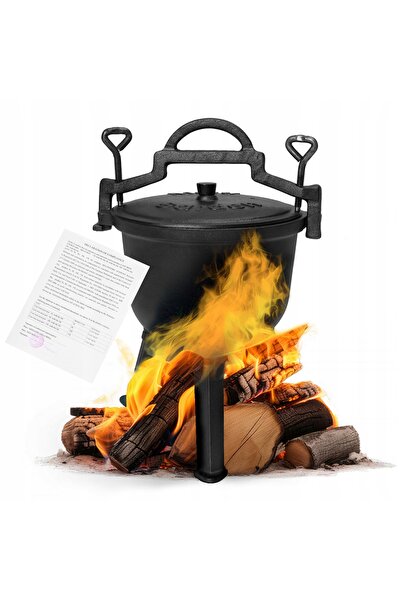 NO BRAND Cazan emailat din fontă de 5L, oală verticală, grătar pentru foc de ...