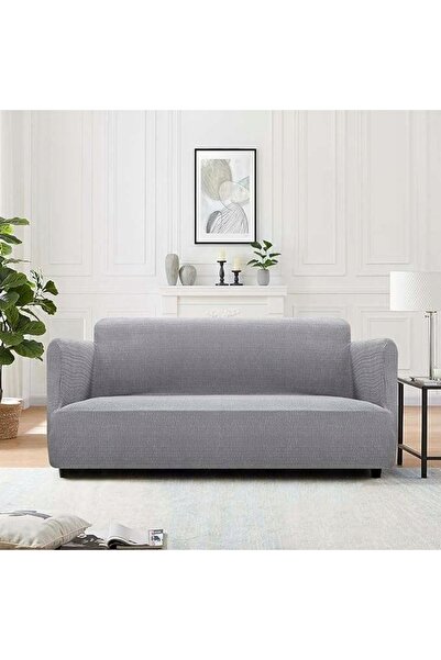 NO BRAND Husă elastică pentru canapea cu 2 locuri, 135-165cm, gri deschis
