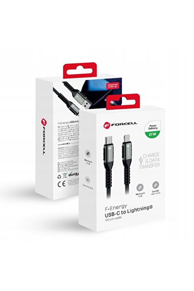 NO BRAND Cablu USB-C la Lightning 27W 1,2m Nylon Forcell Aluminiu iPhone iPad