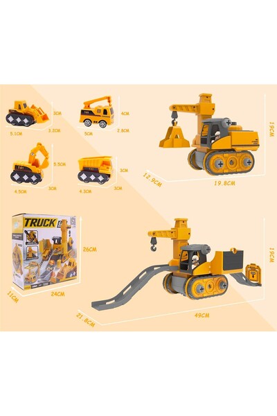 NO BRAND EXCAVATOR BULLDOZER SET DE CONSTRUCȚIE 5 ÎN 1 PENTRU COPII, CU MAȘIN...