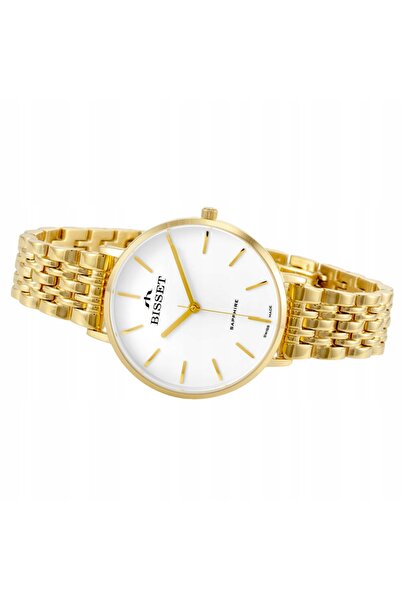 BİSSET Ceas de damă SWISS GOLD BSBF32, cristal de safir, subțire, 33mm
