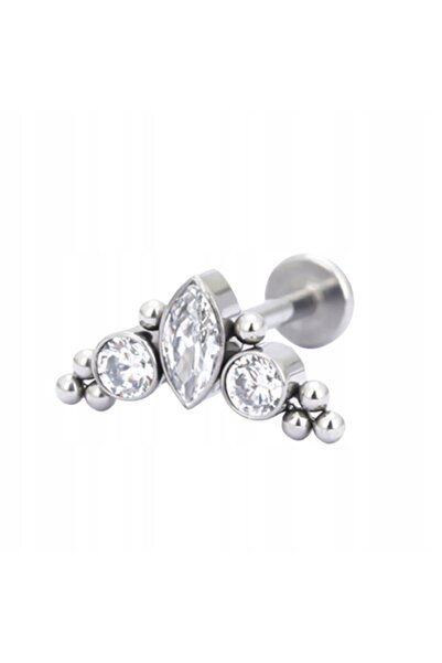 NO BRAND PIERCING Labret cu zirconiu decorativ Conch Helix TITAN 1.2/8