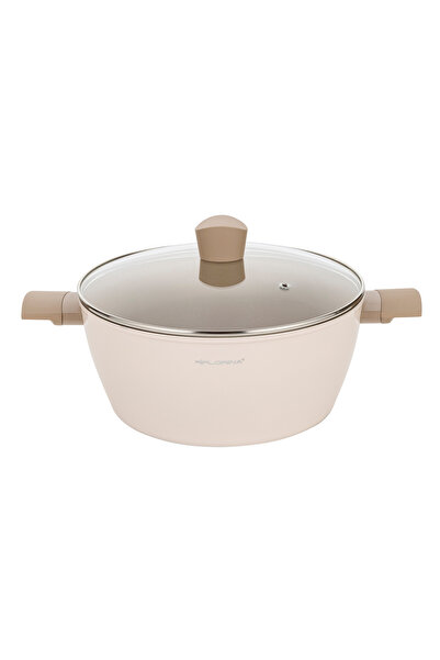 NO BRAND Oală cu inducție Florina Mokka, 28cm, 6.4L, din aluminiu, ceramică, bej