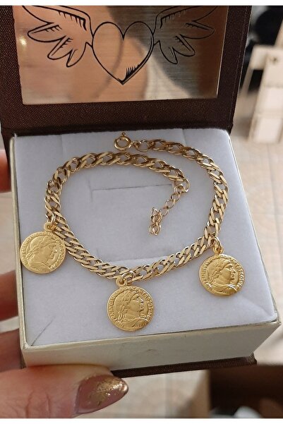 NO BRAND Brățară lată aurie cu monede, argint 925 sterling, aur.