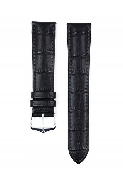 NO BRAND HIRSCH Duke XL - NEGRU - 22 mm - Curea de ceas din piele