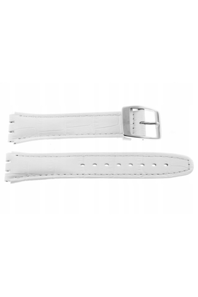 NO BRAND REDA 17 MM SWATCH KROKODYL curea alb mat, cusături albe