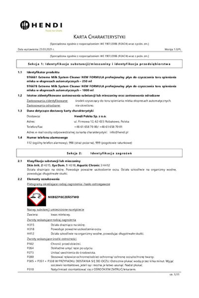 HENDI Lichid pentru curățarea sistemului de spumare a laptelui în aparatele d...
