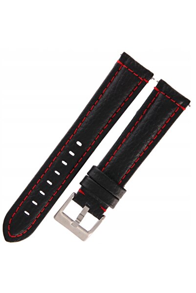 NO BRAND DILOY 394 - NEGRU/roșu - 20mm - Curea de ceas din piele