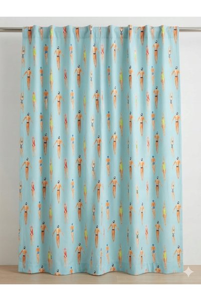 NO BRAND ABAKUHAUS – perdea ușoară cu motiv de apă și înot, 180x160 cm