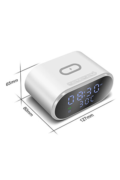 NO BRAND Încărcător cu inducție Qi de 15W, Ceas cu alarmă, Termometru, 3 Alar...