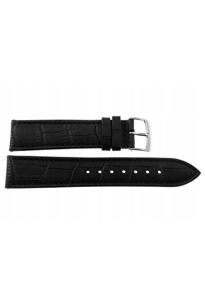 NO BRAND Curea REDA 20mm, neagră, model crocodil, cu cusături negre.