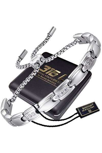 Boston Jewellery Brățară de argint pentru femei, magnetică, cu zirconiu puter...