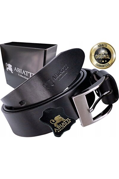 NO BRAND Curea Abiatti din piele neagră 115 cm cataramă clasică 4 cm