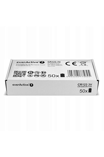 everActive Pachet 50x Baterie Litiu CR123 Pentru Senzor Cameră, Telecomandă 3V