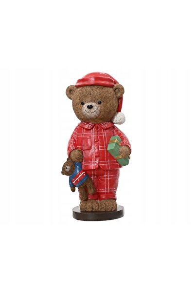 NO BRAND Figurină Decorativă Urs cu Ținută Roșie Cadou Hig 35cm
