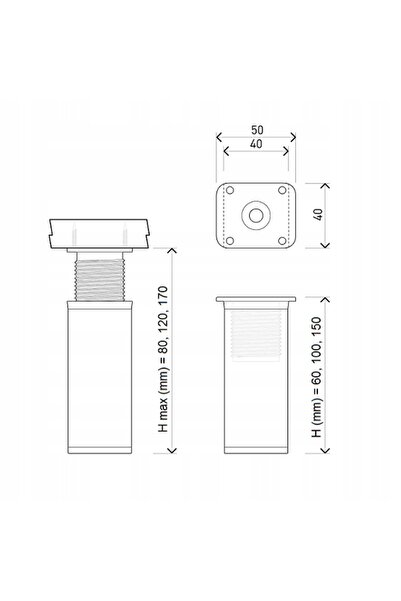 NO BRAND 8 X ALU PICIOR DE MOBILĂ REGLABIL ÎN ÎNĂLȚIME – 100 MM