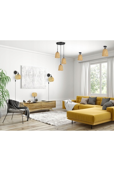 NO BRAND Lampa de perete din bambus împletit BOHO 584-KWP, cu întrerupător și...