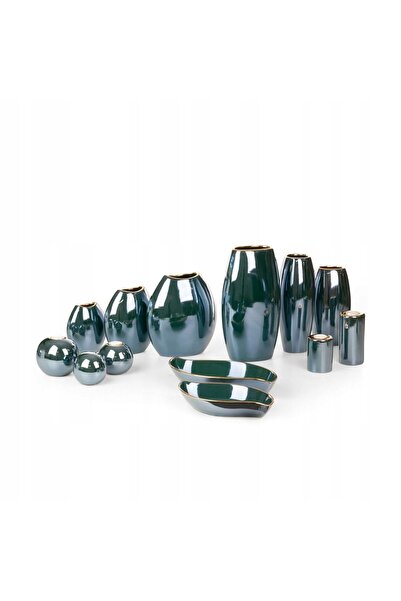 NO BRAND Vază decorativă AMORA2 (4) 19 X 12 X 35 CM VERDE