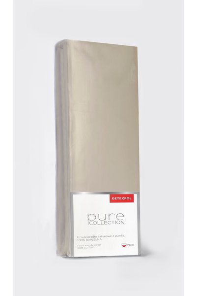 Detexpol Cearșaf de pat din satin cu elastic 180x200 Bej nisipiu