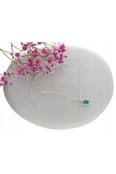 NO BRAND Colier de argint cu zirconiu verde sticlă, ARGINT 925, 45 cm