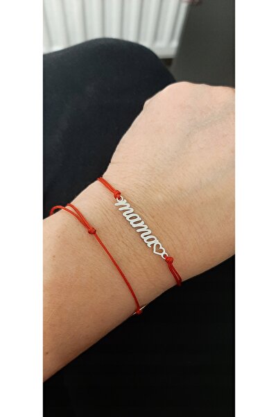 NO BRAND Brățară SREBRNA cu șnur MAMA argint 925