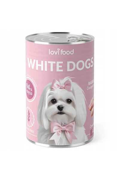 NO BRAND Lovi Food White Dogs – hrană umedă pentru câini albi, cu iepure și c...