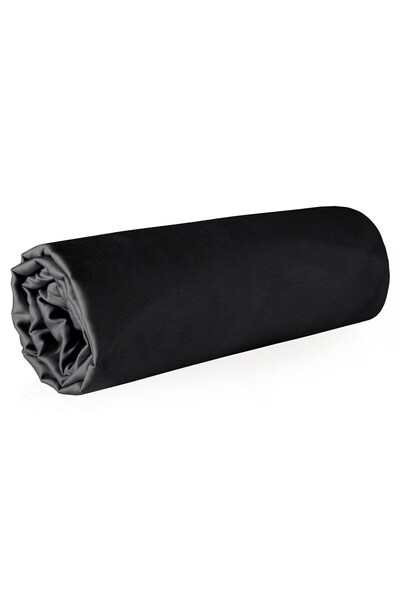 Eurofirany Cearșaf de pat din satin 160x210 Nova 3 Negru Fără elastic