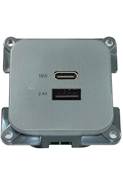 Haba Priză argintie C-line USB-A/USB-C pentru rulotă sau remorcă