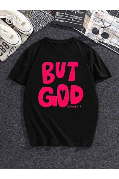 25W Men's "BUT GOD" Graphic T-Shirt, 180GSM Soft Crew Neck Short Sleeve With ...