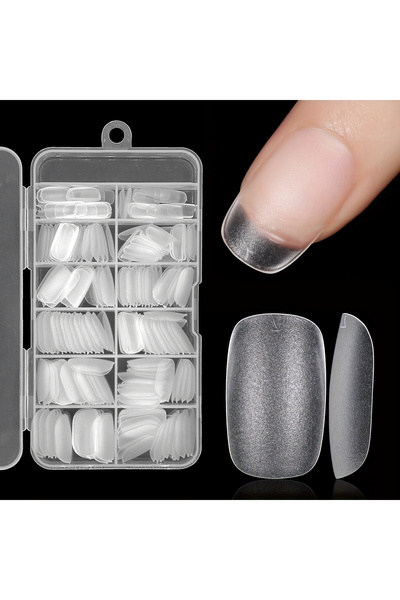 Choice1 Square 240pcs Transparent Almond Coffin Nail Tips Medium Short Length...