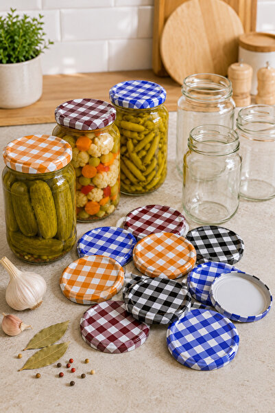 Binbirreyon 10 Pcs Mixed Pattern Jar Lid 82mm Metal Leak-Proof Cover Ra668