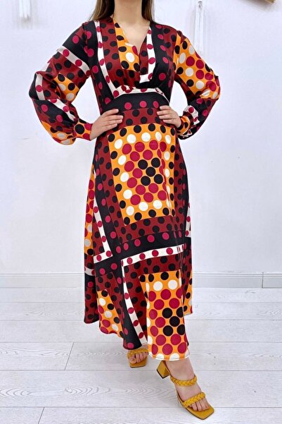 SEREMONİ BUTİK Red Satin Long Dress