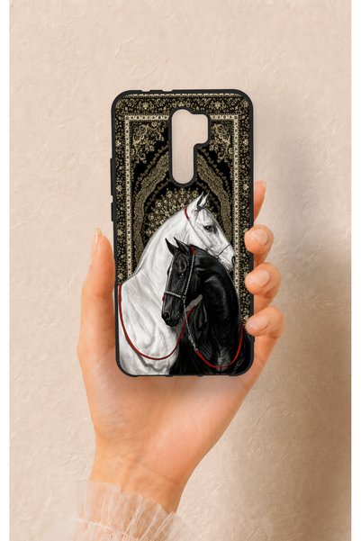 Vip Case Redmi 9 Compatible Noble Lover Horses Patterned Silicone Case